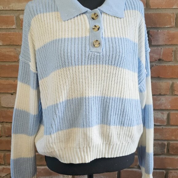 SO Striped Collared Sweater – Size L - Picture 6 of 6